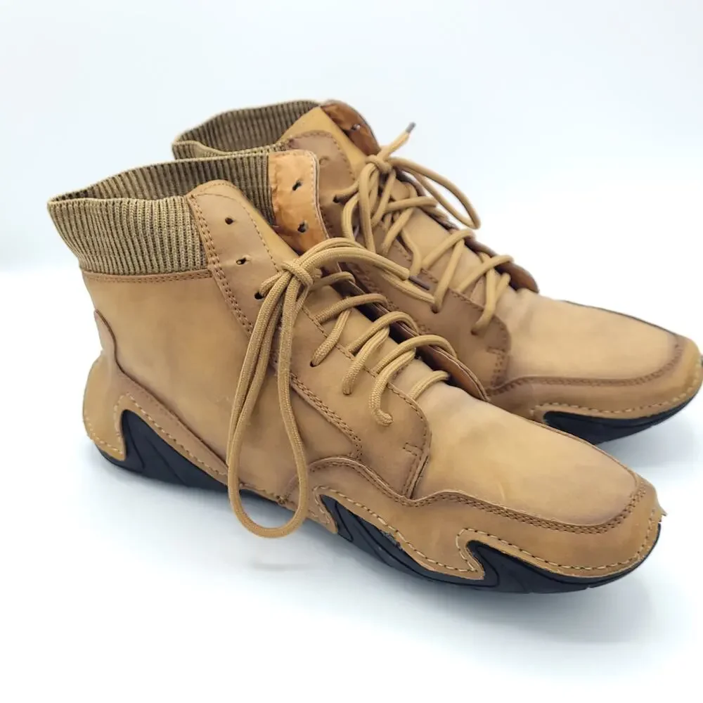 Autumn Winter Outdoor Fashion Lightweight Walking Shoes tan men's size 9.5
